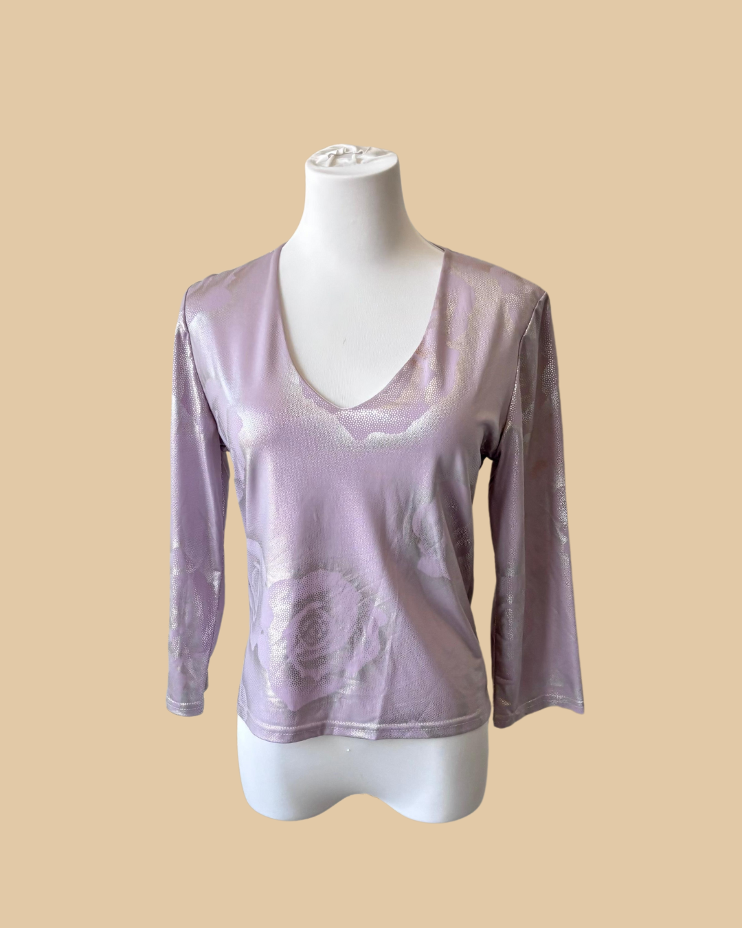 Suzanna Paris Mauve V neck Long Sleeve Top