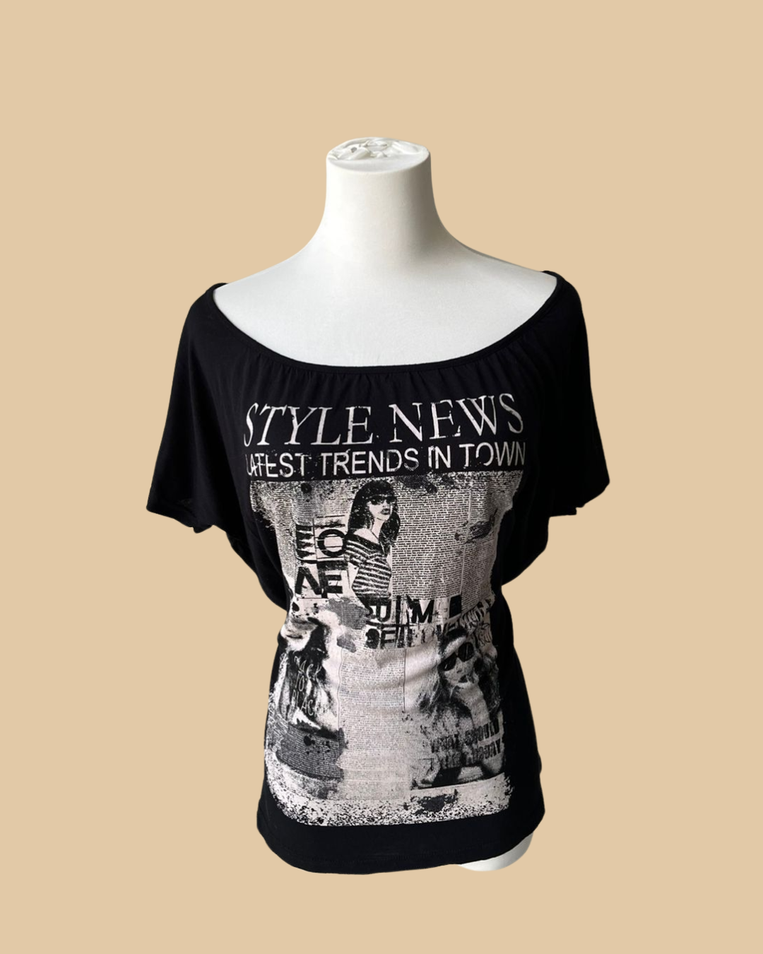 Yessica " Style News Latest Trends In Town " Black Tee