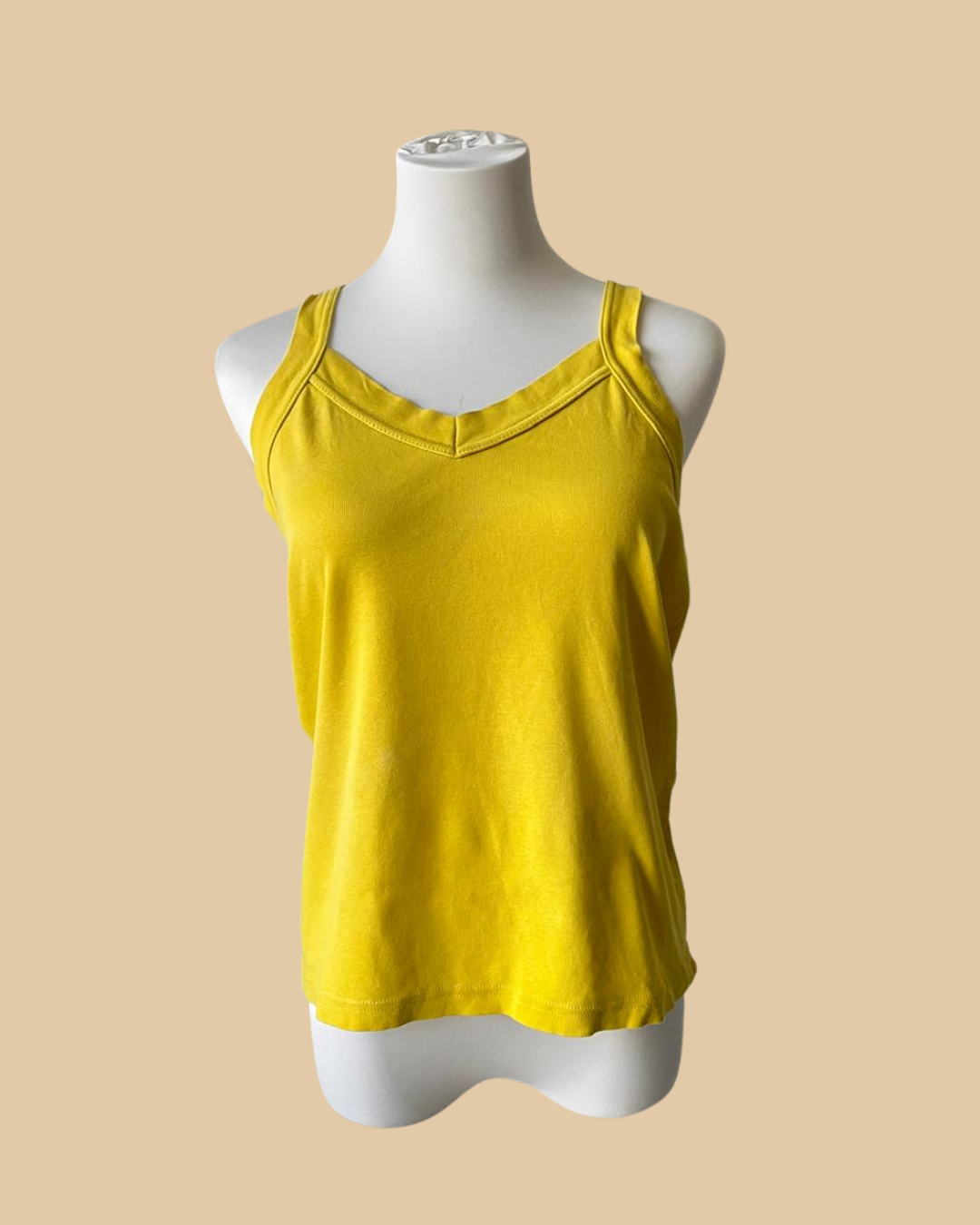 Yellow V neck Sleeveless Women's Top