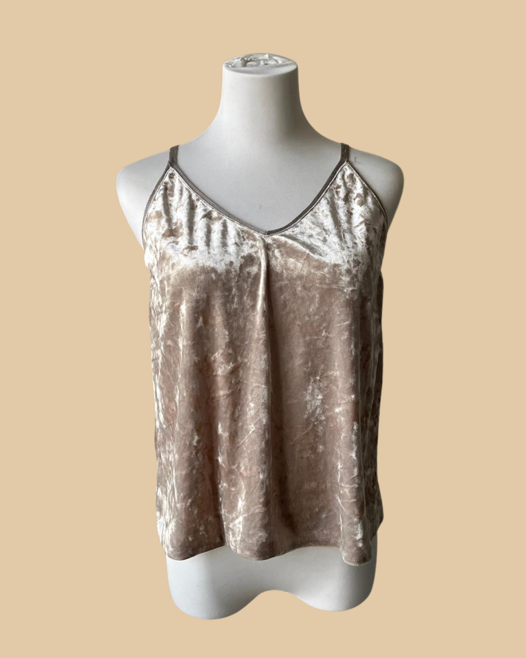 Zara Beige Velvet Women's Sleeveless Top
