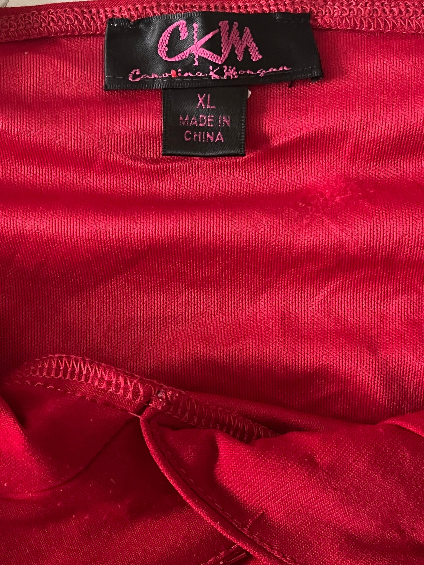 CKM Red Beaded Knee Length Dress