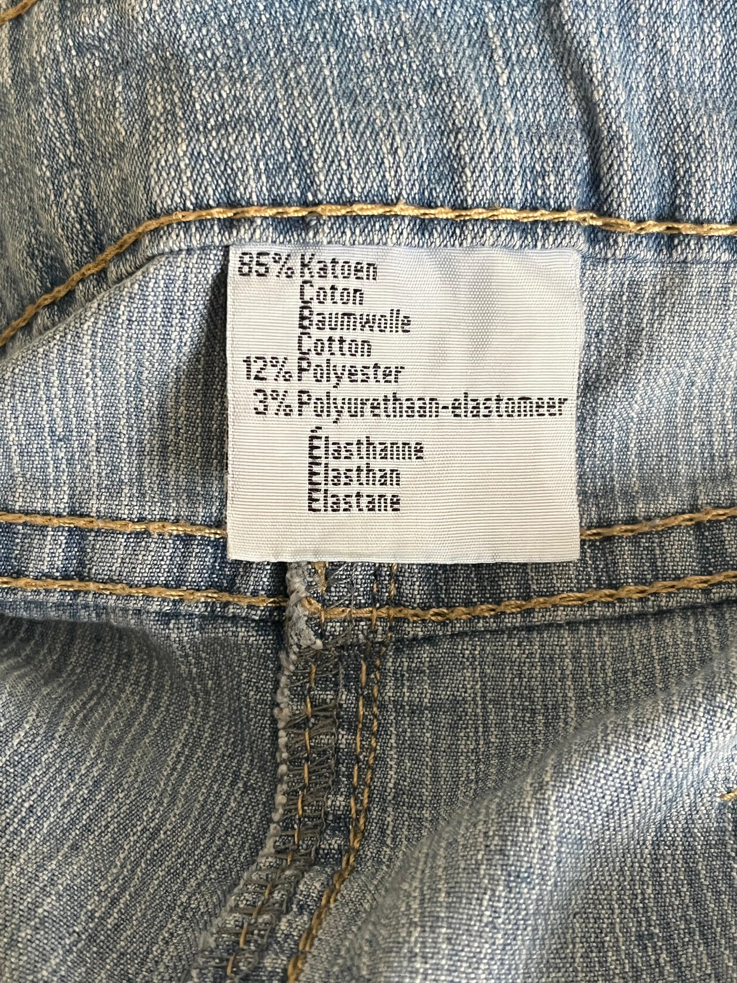 Light Wash Denim Embroidered Mini Skirt