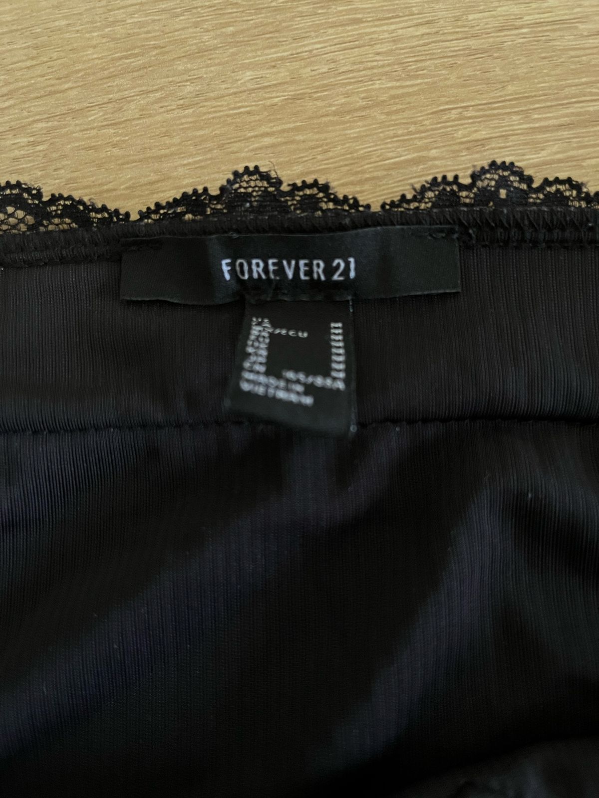 Forever21 Black V-neck Laced Velvet Women's Top