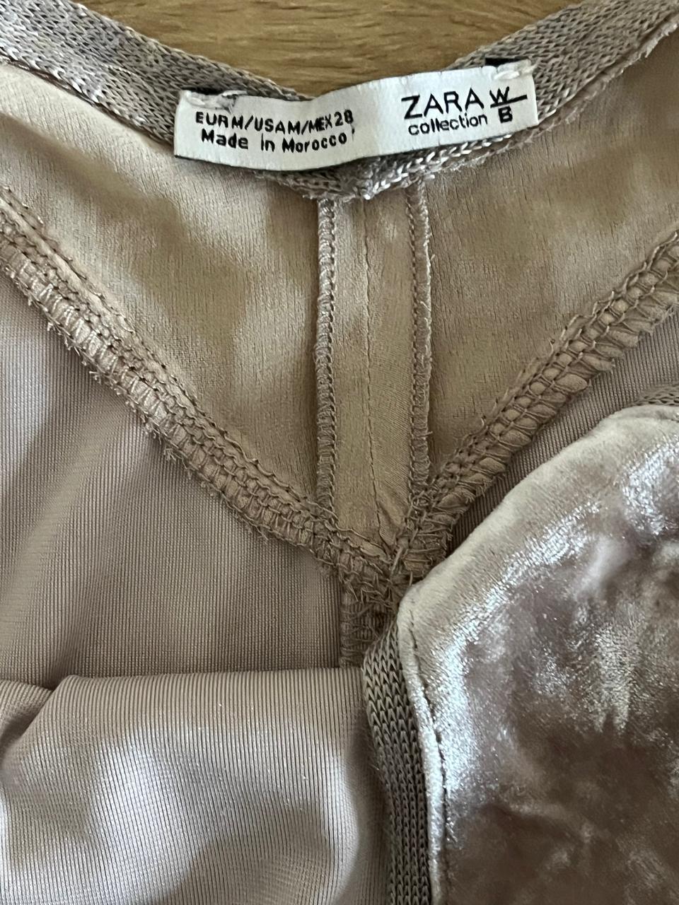 Zara Beige Velvet Women's Sleeveless Top