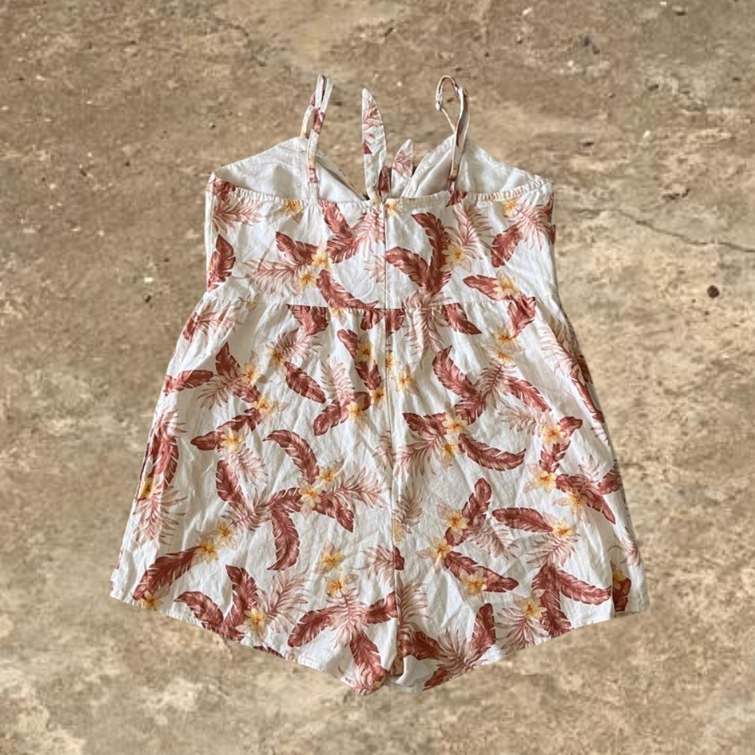 Piping hot White Flower Designed Summer Jump Suit