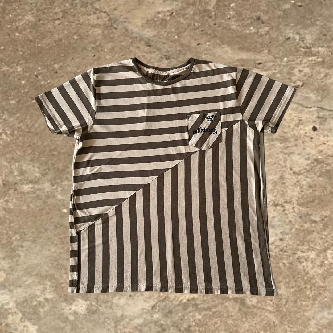 Billabong Beige Striped Slim Fit Baggy Tee