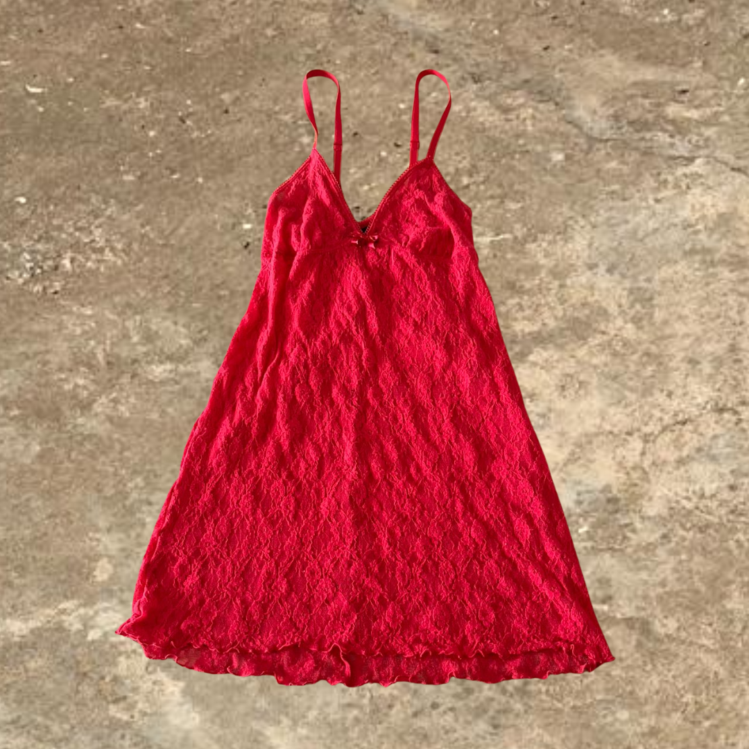 Red Laced Sleeveless Women's Top