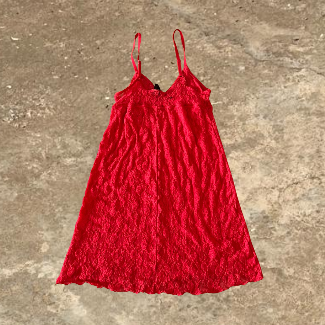 Red Laced Sleeveless Women's Top