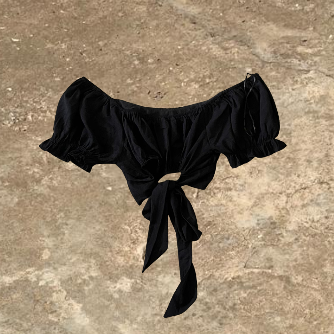 Black Wrap Around Women's Crop Top