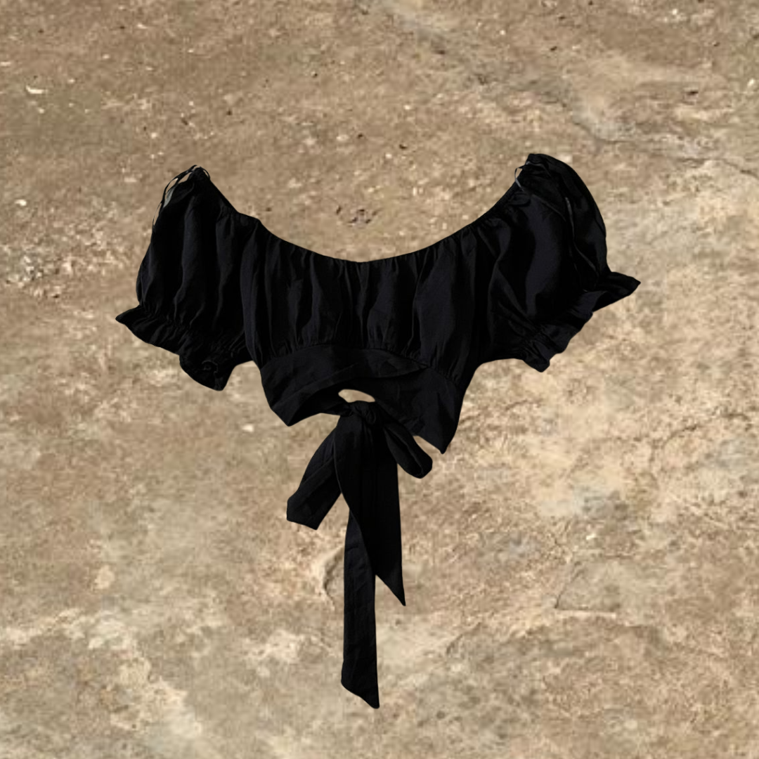 Black Wrap Around Women's Crop Top