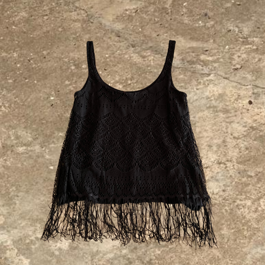 Stradivarius Black Hanging Strings Tank Top