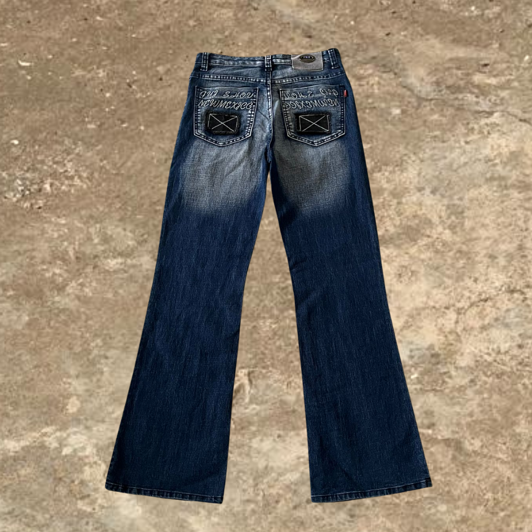 Y2k P Power Embroidered Jeans