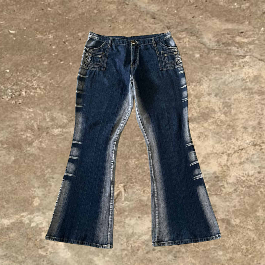 Flared Blue Washed Jeans