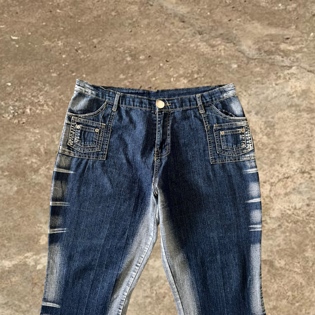 Flared Blue Washed Jeans