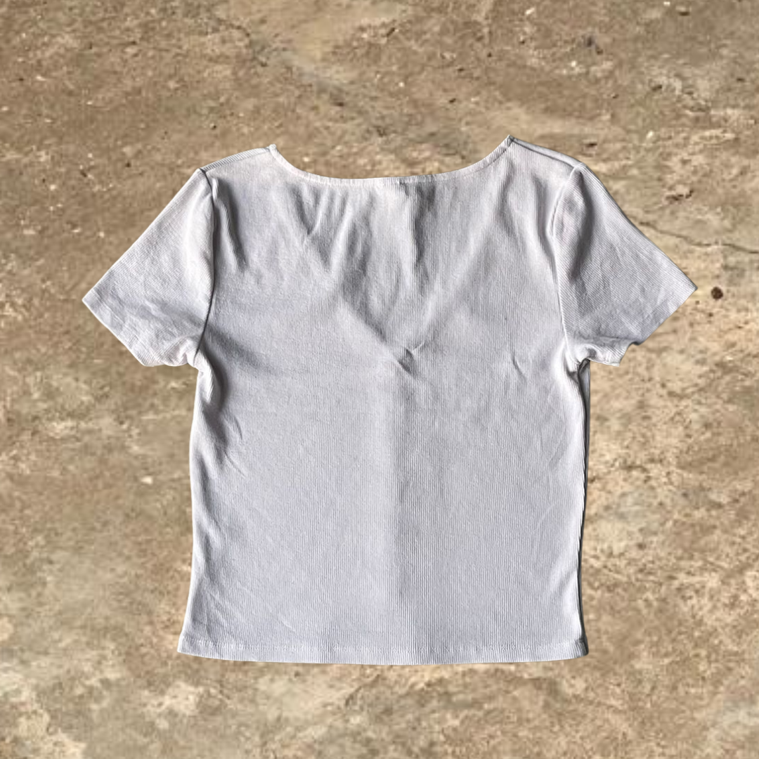 White Button Up Short Sleeve Tee