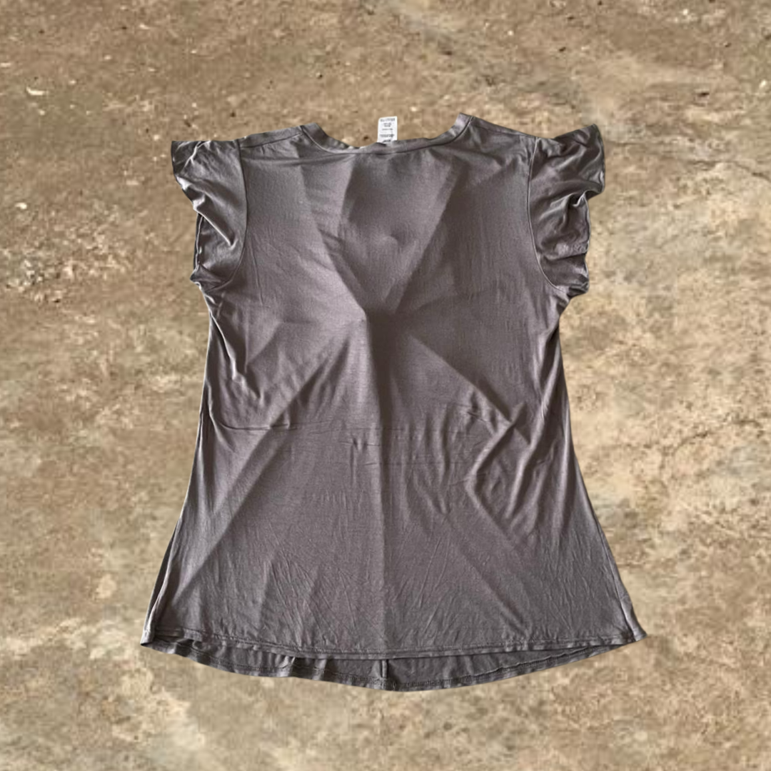 Dark Beige Short Sleeve Adjustable Top