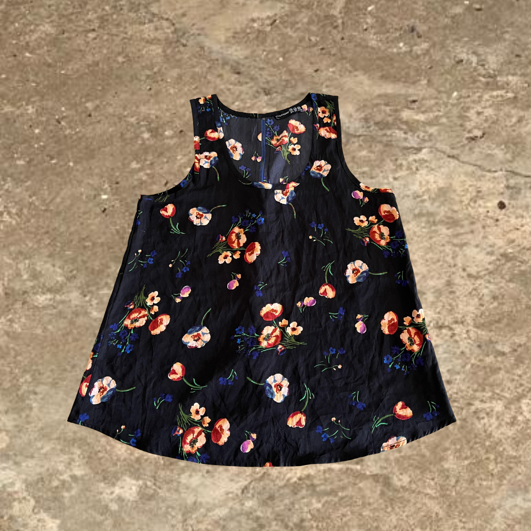 Atmosphere Black Flower Designed Tank Top