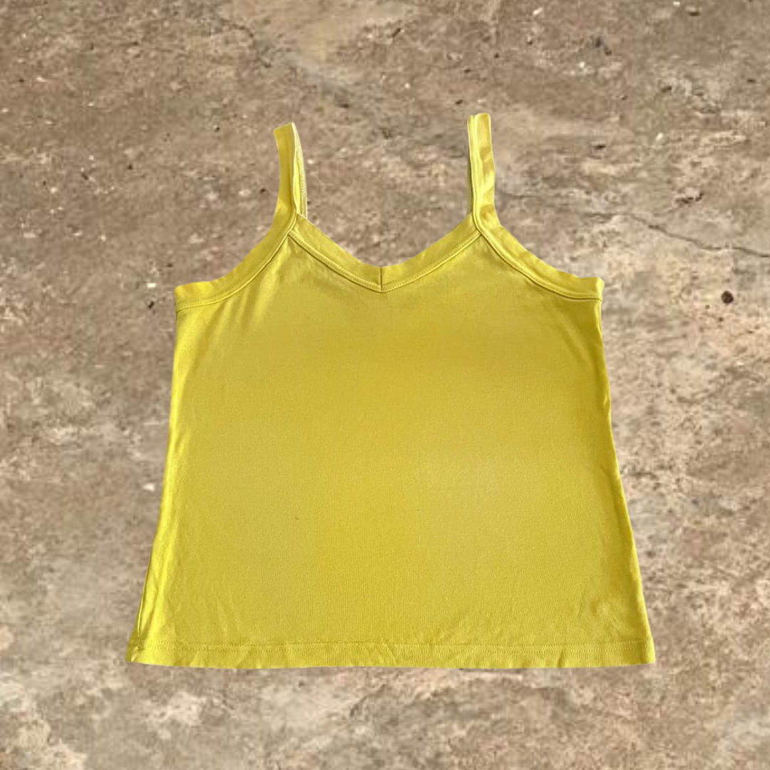 Yellow V neck Sleeveless Women's Top