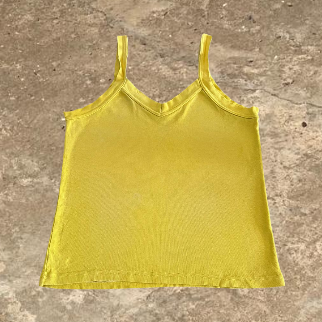 Yellow V neck Sleeveless Women's Top