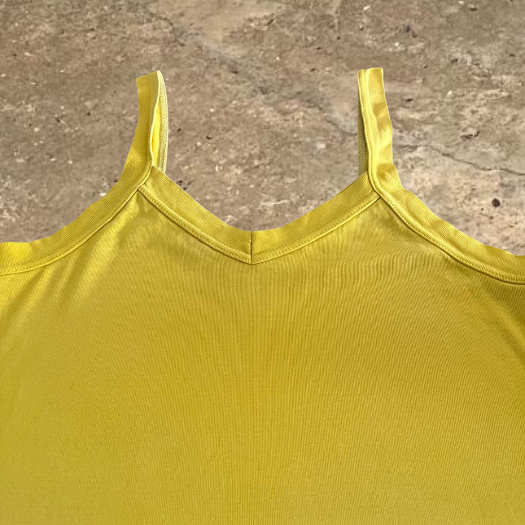 Yellow V neck Sleeveless Women's Top