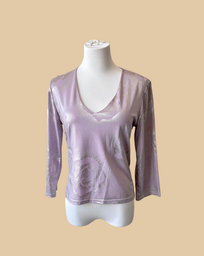 Suzanna Paris Mauve V neck Long Sleeve Top