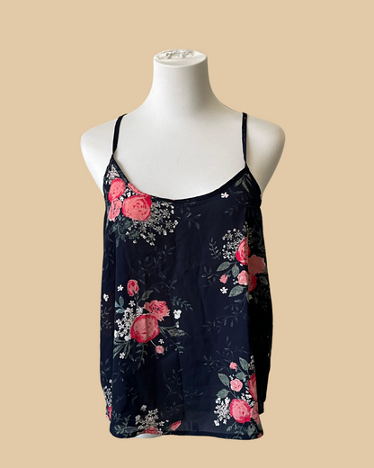 Cotton on Dark Blue Flower Designed Sleeveless Top