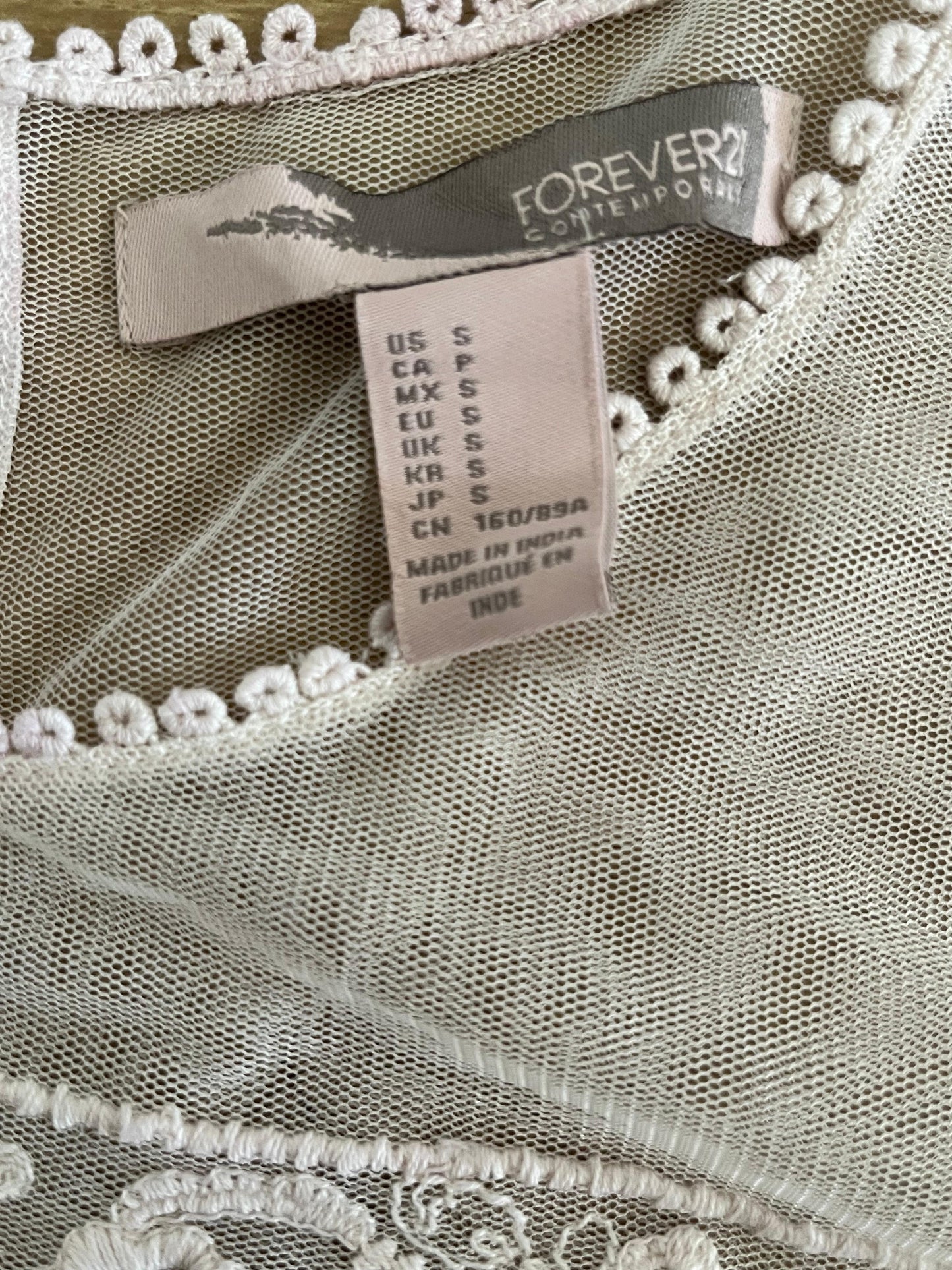 Forever21 Embroidered Lace Short Sleeve Button Up Shirt