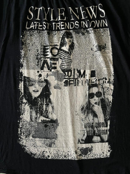 Yessica " Style News Latest Trends In Town " Black Tee