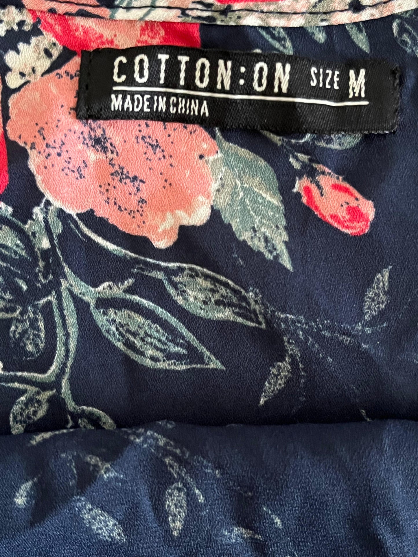 Cotton on Dark Blue Flower Designed Sleeveless Top