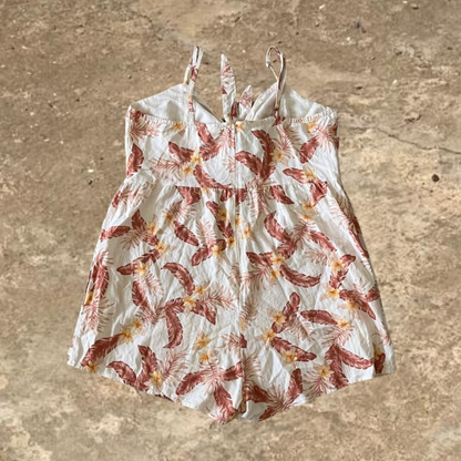 Piping hot White Flower Designed Summer Jump Suit