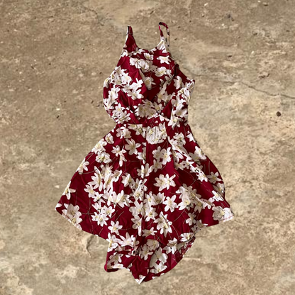 Red Flower Desgined Summer Jump Suit