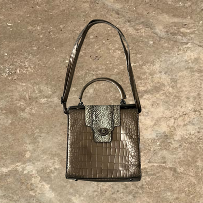 Dark Golden Beige Snake Print Women's Purse