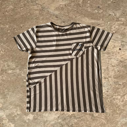 Billabong Beige Striped Slim Fit Baggy Tee
