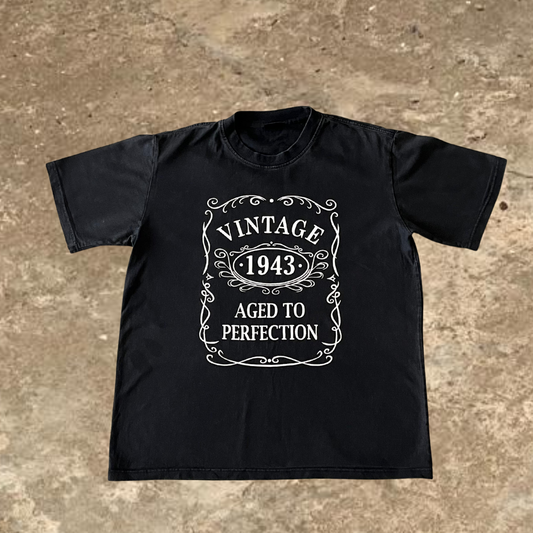 Vintage Aged To Perfection Black Crew Neck Tee
