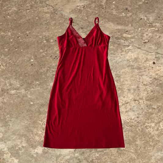 CKM Red Beaded Knee Length Dress
