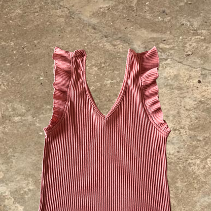 Leonisa Pink Short Butterfly Sleeve Women's V neck Top