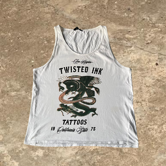 Twisted Ink Los Angeles White Tank Top