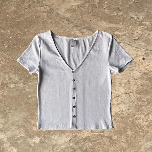 White Button Up Short Sleeve Tee