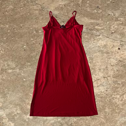 CKM Red Beaded Knee Length Dress