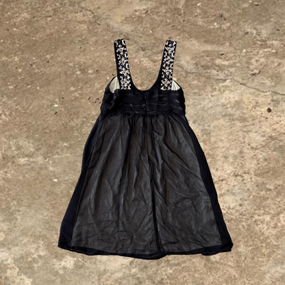 Black Forever Beaded Short Silk Dress