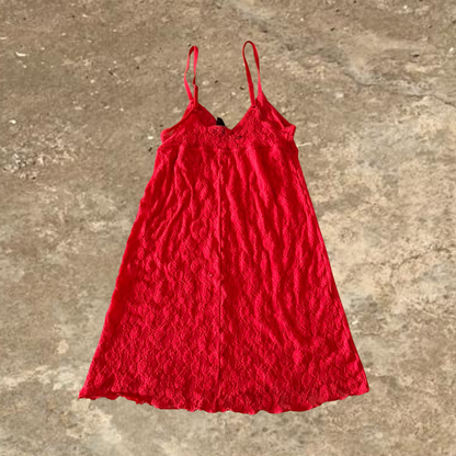 Red Laced Sleeveless Women's Top