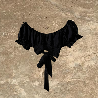 Black Wrap Around Women's Crop Top