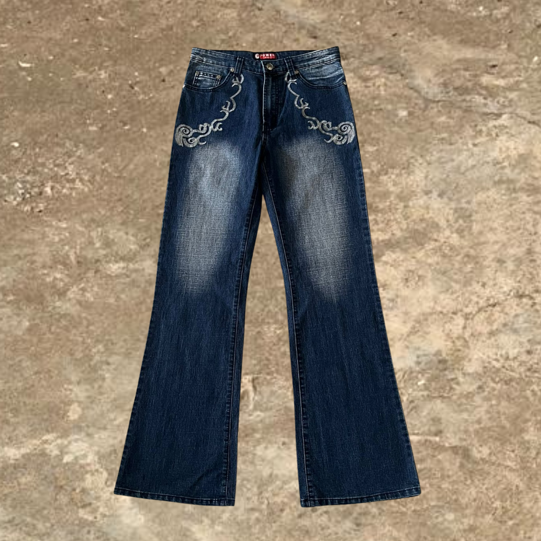 Y2k P Power Embroidered Jeans