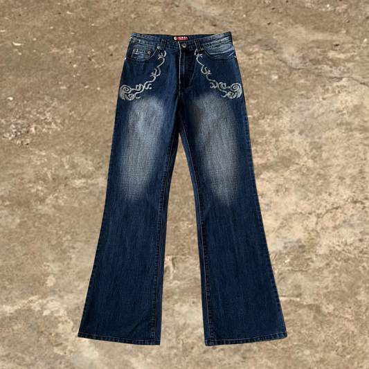 Y2k P Power Embroidered Jeans