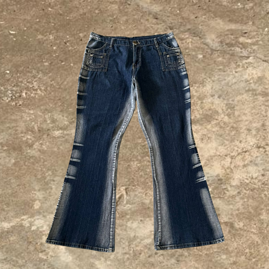 Flared Blue Washed Jeans