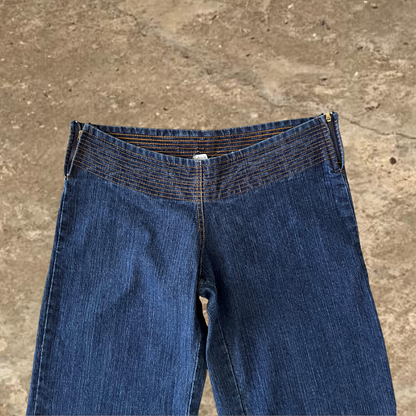 Low Waisted Dark Blue Wide Leg Jeans