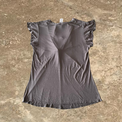 Dark Beige Short Sleeve Adjustable Top