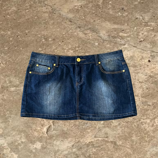 Dark Blue Washed Mini Skirt