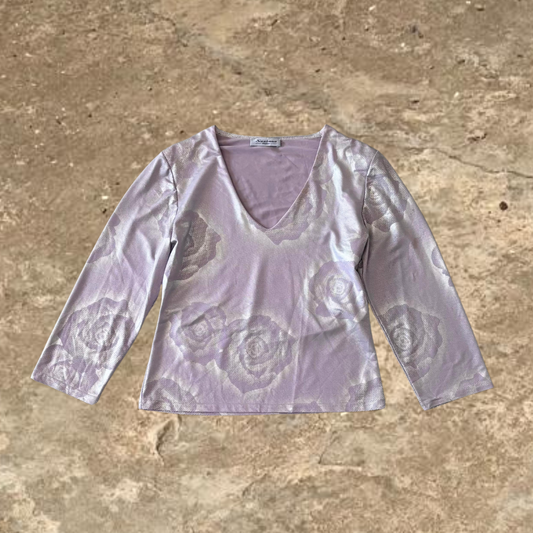 Suzanna Paris Mauve V neck Long Sleeve Top