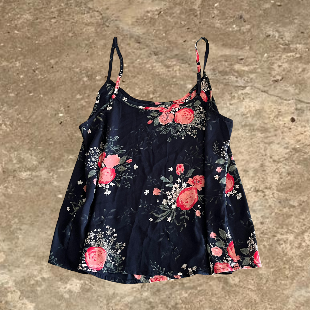 Cotton on Dark Blue Flower Designed Sleeveless Top
